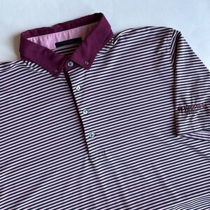 Greyson Hunter Green Pink Striped Performance Golf Polo Shirt Men’s‎ Size XL